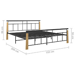 vidaXL Cadre de lit sans matelas métal bois de chêne massif 180x200 cm pas cher