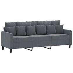 vidaXL Canapé à 3 places Gris foncé 180 cm Velours