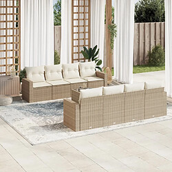 vidaXL Salon de jardin avec coussins 9 pcs beige résine tressée 