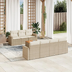 vidaXL Salon de jardin avec coussins 8 pcs beige résine tressée 