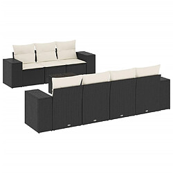 vidaXL Salon de jardin 8 pcs avec coussins noir résine tressée