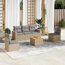 vidaXL Salon de jardin avec coussins 6pcs mélange beige résine tressée 