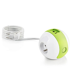 Watt & Co Multiprise Multimédia WATTBALL 2P 16A + 1P 6A + USB 2.1A - Verte 