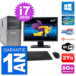 PC Tour Dell 990 Ecran 22" Intel i7-2600 RAM 8Go Disque Dur 2To Windows 10 Wifi · Occasion 