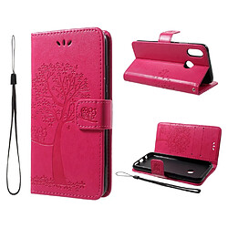 Etui en PU  tree chouette rose pour Huawei P20 Lite 