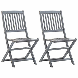 Maison Chic Lot de 2 Chaises pliables d'extérieur avec coussins | Chaises de jardin | Fauteuil Relax Bois d'acacia -GKD24273