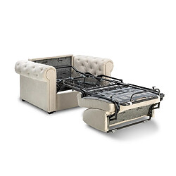 Inside 75 Fauteuil CHESTERFIELD Express convertible EXPRESS 70cm matelas 16cm microfibre écru pas cher