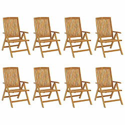 Avis Maison Chic Lot de 8 Chaises de jardin inclinables,Fauteuil d'extérieur et coussins teck solide -MN45843