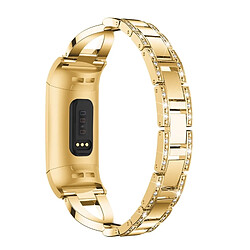 Acheter Wewoo Bracelet en acier avec serti de diamants forme losange pour Fitbit Charge 3 (or)