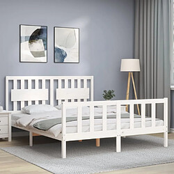 Avis Maison Chic Cadre/structure de lit avec tête de lit pour adulte - Lit Moderne Chambre blanc King Size bois massif -MN85527