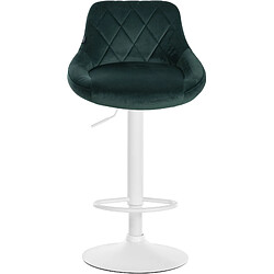 Decoshop26 Lot de 2 tabourets de bar siège pivotant sur 360° en tissu vert foncé et métal blanc 10_0004271 pas cher