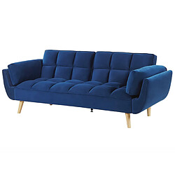 Beliani Canapé-lit ASBY Bleu marine Velours pas cher