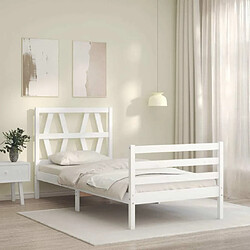 Avis Maison Chic Cadre/structure de lit avec tête de lit pour adulte - Lit Moderne Chambre blanc simple bois massif -MN83407