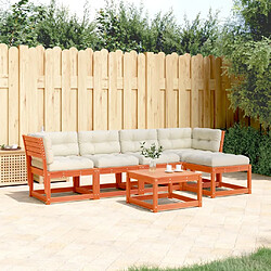 vidaXL Salon de jardin 5 pcs avec coussins cire marron bois pin massif 