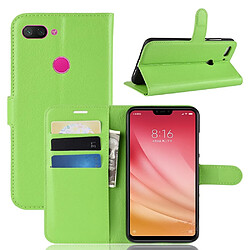 Etui en PU litchi vert pour votre Xiaomi Mi 8 Lite/Mi 8 Youth (Mi 8X)