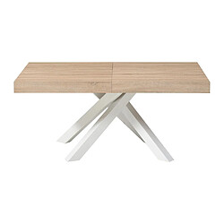 Acheter Vente-Unique Table à manger extensible 6 à 10 personnes en MDF et métal - Naturel et blanc - CATONAV