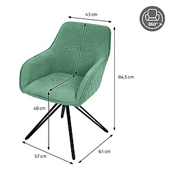 Acheter ML-Design Chaise pivotante Chaise de salle à manger avec accoudoirs Chaise de salon pivota