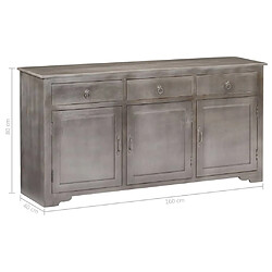 vidaXL Buffet Gris 160x40x80 cm Bois de manguier massif pas cher