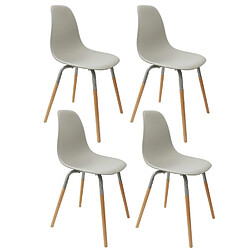 Toilinux Lot de 4 Chaises scandinave Phenix en polypropylène et métal - Gris