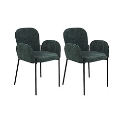 Beliani Chaise de salle à manger Set de 2 Tissu Vert foncé ALBEE 