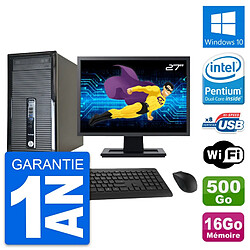 PC Tour HP 400 G1 Ecran 27" Intel G3220 RAM 16Go Disque 500Go Windows 10 Wifi · Occasion 