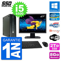 PC HP 600 G2 SFF Ecran 27" Intel Core i5-6500 RAM 8Go SSD 2To Windows 10 Wifi - Occasion