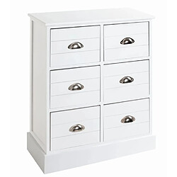 Pegane Commode en bois massif et MDF laqué blanc - Longueur 60 x Hauteur 75 x Profondeur 30 cm