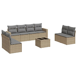 vidaXL Salon de jardin avec coussins 9 pcs beige résine tressée