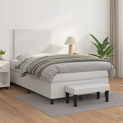 Avis Maison Chic Lit adulte- Lit + matelas,Sommier à lattes de lit avec matelas blanc 120x190cm similicuir -GKD60579