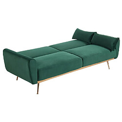 Vente-Unique Ensemble canapé 3 places convertible clic-clac vert sapin LAUNEI et tapis taupe DOLCE