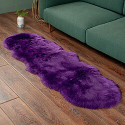 LUUCOZK Tapis moelleux en fausse fourrure, tapis à poils longs pour chambre à coucher, salon, violet-60x200cm 