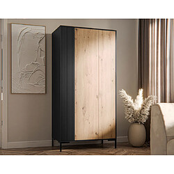 Avis Bestmobilier Cambridge - armoire - bois et noir - 184x90 cm