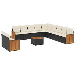 Maison Chic Salon de jardin 12 pcs avec coussins, Ensemble Tables et chaises d'extérieur noir résine tressée -GKD157785