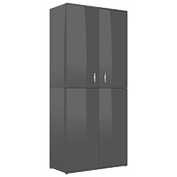 vidaXL Armoire à chaussures Gris brillant 80x39x178 cm Bois ingénierie