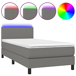 Sommier à lattes et LED,Cadre à lattes de lit avec matelas pour Adulte Gris foncé 90x200cm -MN23577