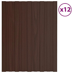 vidaXL Panneaux de toiture 12 pcs Acier galvanisé Marron 60x45 cm