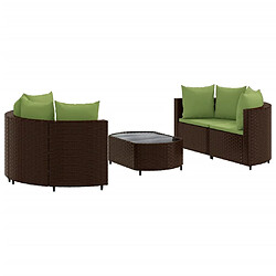 vidaXL Salon de jardin avec coussins 5 pcs marron résine tressée