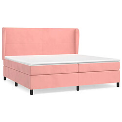 vidaXL Sommier à lattes de lit avec matelas Rose 200x200 cm Velours