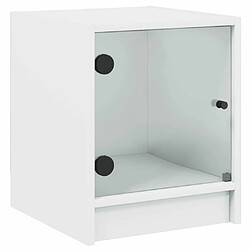 Maison Chic Table de chevet | Table de nuit avec porte en verre blanc 35x37x42 cm -GKD72990 