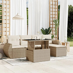 vidaXL Salon de jardin avec coussins 6 pcs beige résine tressée 