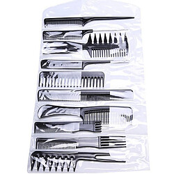 Acheter Professionnel 10 Pcs Salon Barber Coupe De Cheveux Coiffure Barber Peignes Set + 12 Pcs Cheveux Styling Clips Noir