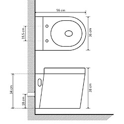 vidaXL Toilette murale avec réservoir caché Céramique Blanc pas cher