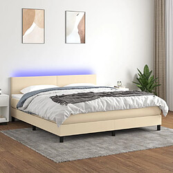 vidaXL Sommier à lattes de lit avec matelas LED Crème 160x200 cm Tissu