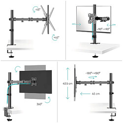 ONKRON Bras Articulé Écran PC 13 - 34 Pouces Ecran, Pied pour Ecran PC Poids jusqu'à 8 kg - Support Ecran PC Bureau VESA 75x75 & VESA 100x100/Porte Ecran PC Inclinable Pivotant Rotatif D121E-B Noir