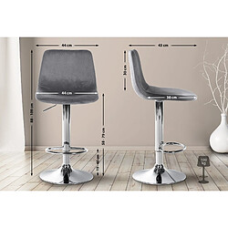 Avis Decoshop26 Set de 2 tabourets de bar repose-pieds en métal confortable en forme d'arc assise en velours gris foncé 10_0004128