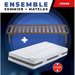 King Of Dreams Matelas 80x200 + Sommier + pieds + Oreiller Mémoire + Protège Matelas Offerts Mémoire de Forme - 23 cm - Ferme