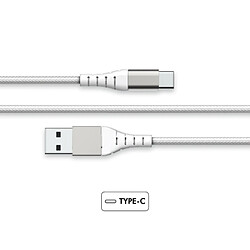 Just Green Câble Renforcé USB A/USB C 2m 3A Garanti à vie Blanc Force Power Lite