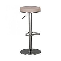 Mes Tabouret de bar rond réglable en hauteur 38x38x57/82 cm en PU taupe 