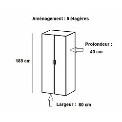 Inside 75 Armoire de rangement étagères LUND blanc mat 80 x 40 cm profondeur