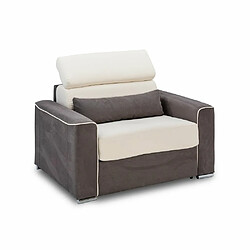 Inside 75 Fauteuil convertible EXPRESS CANBERRA 70cm matelas 16cm bicolore microfibre ivoire et gris anthracite 